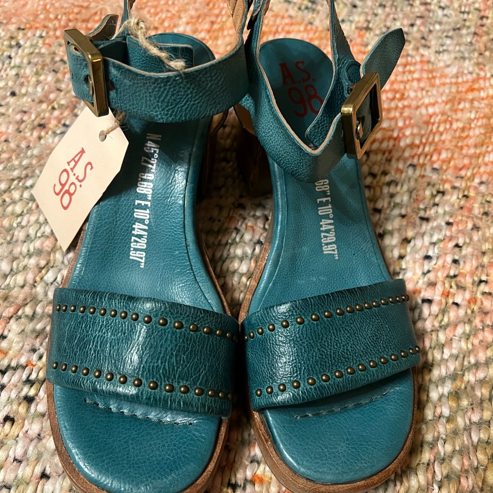A.S. 98 Teal Leather Sandals-new with tags